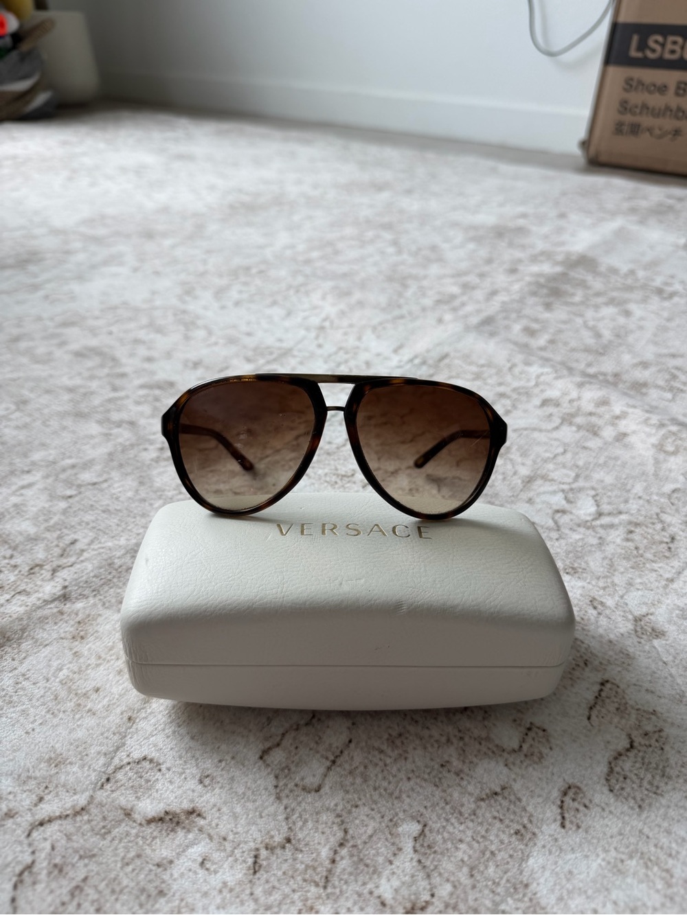 Versace Tortoiseshell Aviator Sunglasses with Brown Gradient Lenses Unisex
